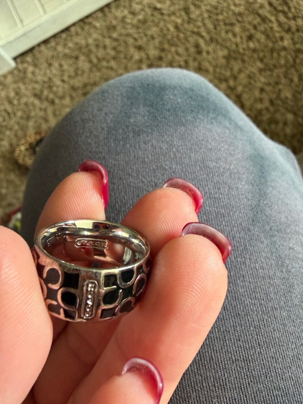 Coach Silver-Tone Signature Cutout Band Ring - Picture 5 of 7
